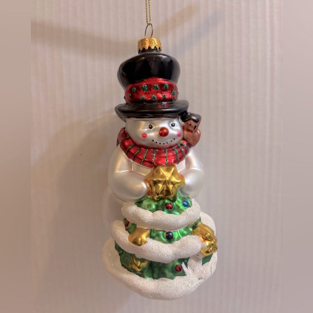 Vintage ‘Classic Woodland Snowman’ Handcrafted Glass Ornaments